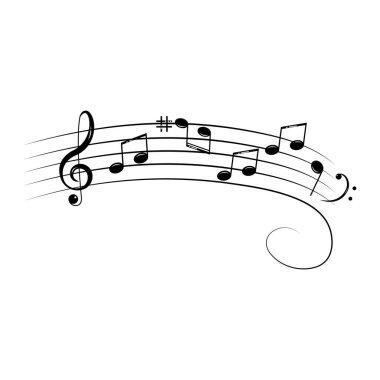 Müzikal tasarım unsuru, notalar, semboller, vektör illüstrasyonu. - Vektör