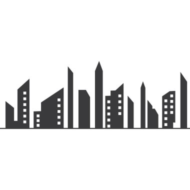 Modern City silueti. Şehir silueti. Düz tasarımda vektör illüstrasyonu