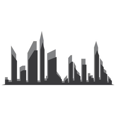 Modern City silueti. Şehir silueti. Düz tasarımda vektör illüstrasyonu