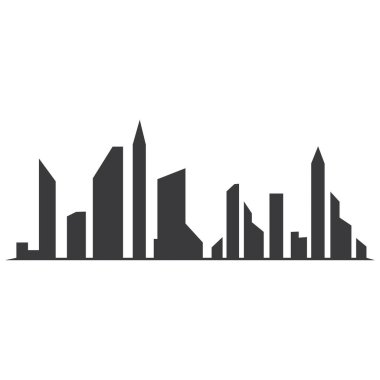 Modern City silueti. Şehir silueti. Düz tasarımda vektör illüstrasyonu
