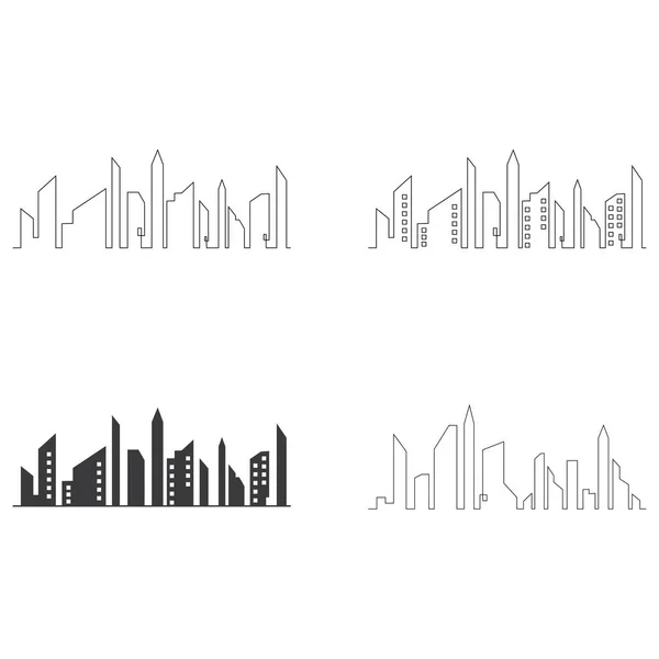 Horizonte Cidade Moderna Silhueta Cidade Ilustração Vetorial Projeto Plano — Vetor de Stock