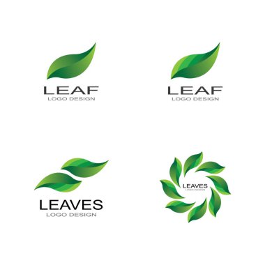 Yeşil yapraklı ekoloji doğa element ikonu logoları