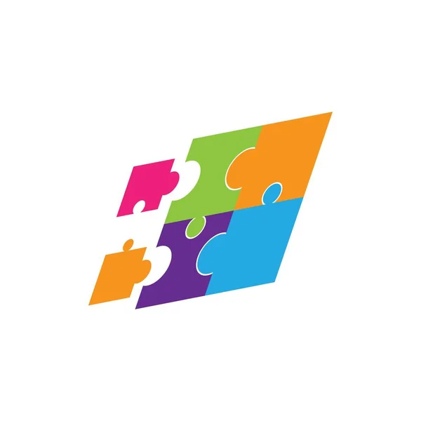 Puzzle Logo Vector Icono Plantilla — Archivo Imágenes Vectoriales