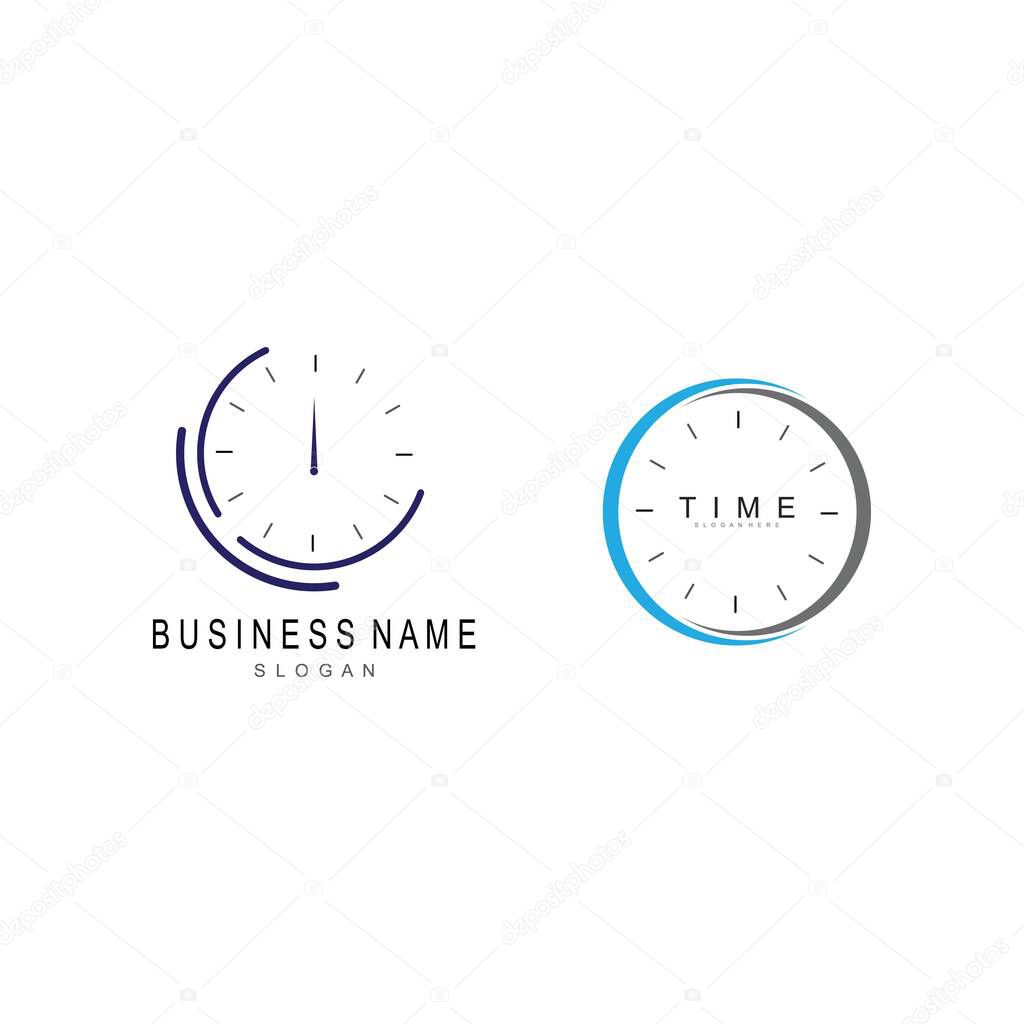 Business clock logo template vector icon