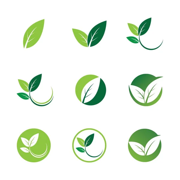 Logos Green Leaf Ecology Nature Element Vector Icon — Stock Vector