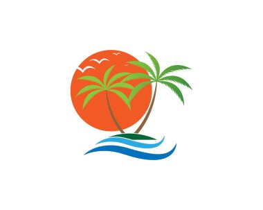 Palmiye ağacı logo şablonu vektör çizimi