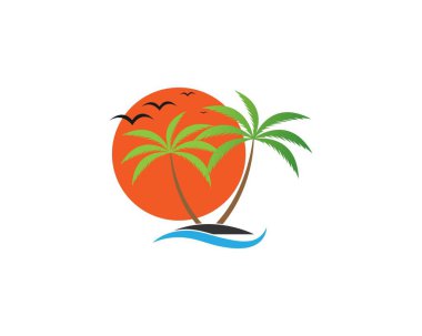 Palmiye ağacı logo şablonu vektör çizimi