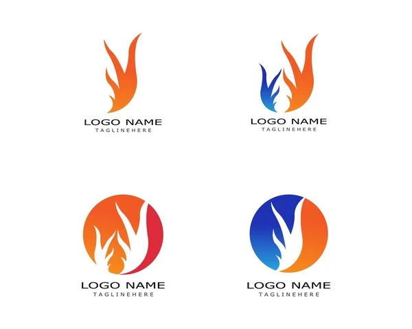Fogo Chama Logotipo Modelo Vetor Ícone Óleo Gás Energia Logotipo — Vetor de Stock