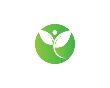Yeşil yapraklı ekoloji doğa element ikonu logoları