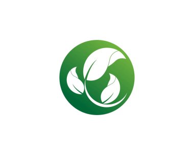 Yeşil yapraklı ekoloji doğa element ikonu logoları