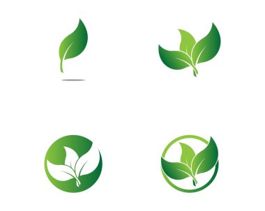 Yeşil yapraklı ekoloji doğa element ikonu logoları