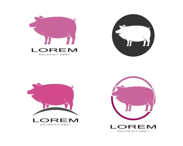 Векторная Плоская Конструкция Логотипа Свиньи — стоковый вектор