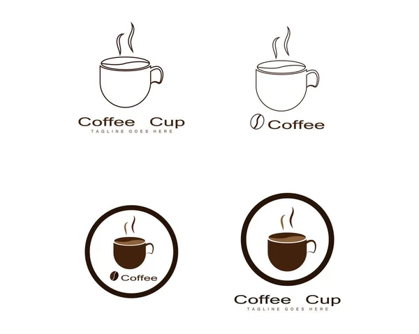 Koffiecup Logo Template Vector Pictogram Ontwerp — Stockvector