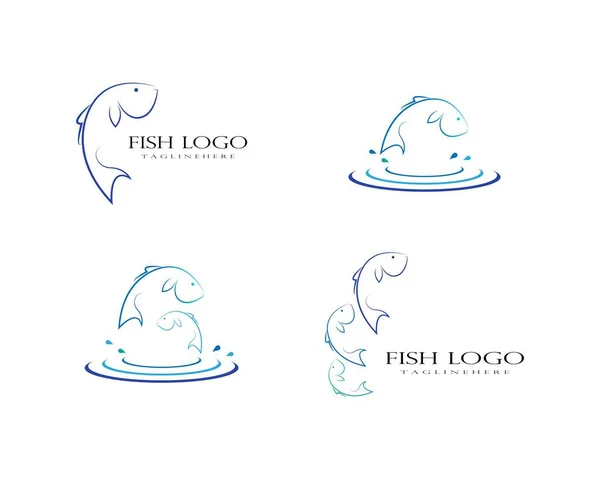 Plantilla Logo Pescado Vector Creativo Símbolo Club Pesca Línea — Vector de stock