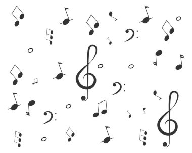 Müzikal tasarım unsuru, notalar, semboller, vektör illüstrasyonu. - Vektör