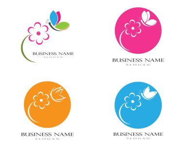 Güzellik Kelebeği Logo Şablonu Vektör simgesi tasarımı