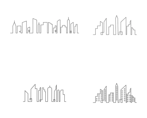 Современный Город Городской Силуэт Векторная Иллюстрация Плоской Конструкции — стоковый вектор