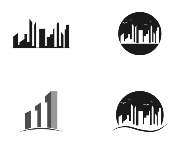 Ciudad Moderna Skyline Silueta Ciudad Ilustración Vectorial Diseño Plano — Vector de stock