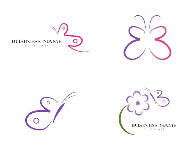 Borboleta Beleza Logotipo Modelo Vetor Ícone Design —  Vetores de Stock