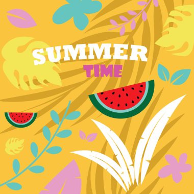 Yaz logosu vektör çizimi. Yaz zamanı, iyi tatiller..