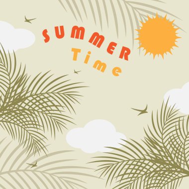 Yaz logosu vektör çizimi. Yaz zamanı, iyi tatiller..