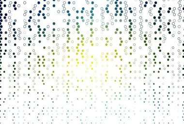 Açık mavi, benekli sarı vektör kapağı. Bulanık dekoratif tasarım baloncuklu soyut tarzda. Suyun deseni, yağmur damlaları.