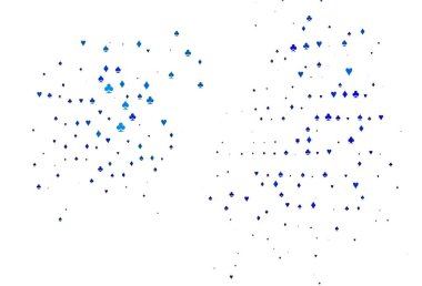 Poker sembollü hafif BLUE vektör şablonu. Oyun kartlarının izole sembollerine sahip soyut çizimler. Poker oyunları ve etkinlikler broşürleri için desen.