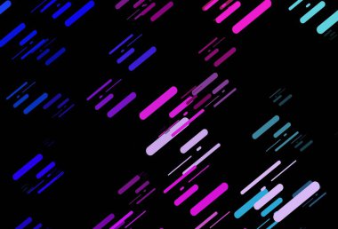 Koyu pembe, renkli çizgileri olan mavi vektör dokusu. Soyut şablondaki çizgilerle dekoratif parlak çizimler. Reklamlar, posterler, afişler için desen.