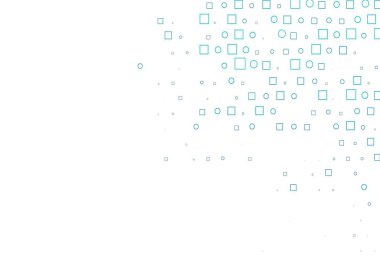 Noktalı, noktalı, küplü hafif Mavili vektör arkaplanı. Daireleri olan renkli bir illüstrasyon, doğa tarzında kareler. Reklamlar, broşürler için desen.