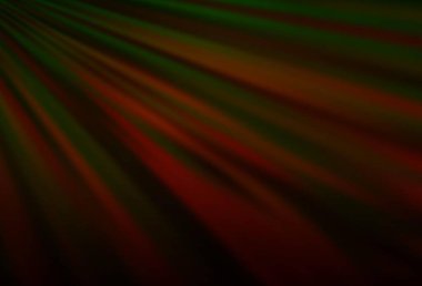 Koyu yeşil, düz çizgileri olan kırmızı vektör düzeni. Soyut şablondaki çizgilerle dekoratif parlak çizimler. Reklamlar, posterler, afişler için desen.