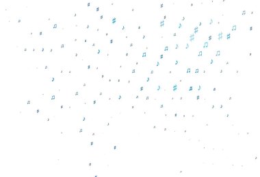 Müzik sembollü hafif BLUE vektör şablonu. Renkli melodi sembolleri olan soyut çizimler. Duvar kağıtları için modern tasarım.