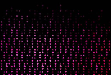 Poker sembollü koyu pembe vektör şablonu. Kupa, maça, sinek ve elmasların olduğu bir resim. Reklam, poster ve kumar siteleri için tasarım.