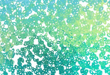 Açık yeşil, benekli sarı vektör kapağı. Bulanık dekoratif tasarım baloncuklu soyut tarzda. Marka kitabınız için şablon.