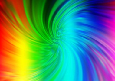 Gökkuşağı renk vektör arkaplanındaki kıvrımlı ışık ışınları. Gradyan bulanıklığı olan modern illüstrasyon