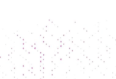 Euro, Yen, Pound ile açık pembe vektör arka planı. Beyaz arka planda tüm para birimlerinin renkli sembolleri. Bu model finansal ve yatırım web siteleri için kullanılabilir.