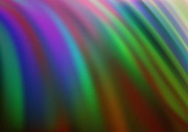 Gökkuşağı renk vektör arkaplanındaki kıvrımlı ışık ışınları. Gradyan bulanıklığı olan modern illüstrasyon