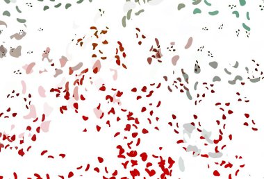 Açık yeşil, Memphis şekilli kırmızı vektör şablonu. Soyut gradyan şekilli basit renkli çizimler. Bir cep telefonu için arka plan.