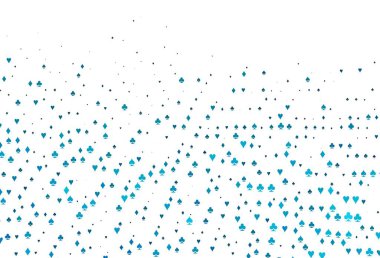 Kart işaretli hafif BLUE vektör arkaplanı. Kalplerin, maça, sinek ve elmasların işaretleriyle renkli bir değişim. Reklam, poster ve kumar siteleri için tasarım.