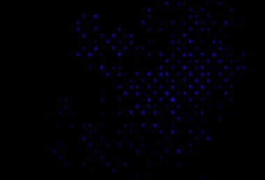 Kart işaretli koyu mor vektör arkaplan. Renkli resimler, kalpler, maça, sinek, elmas. Kumarhanelerin kartvizitleri için şablon.