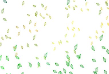 Açık yeşil, sarı vektör elle boyanmış arka plan. Yapraklı modern geometrik soyut çizim. Boyama kitapları ve çocuklar için sayfalar.