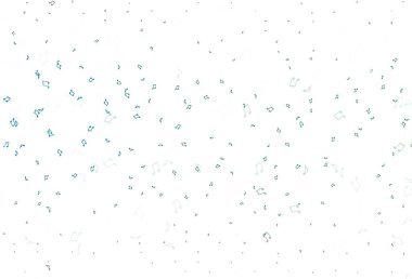 Açık mavi, müzikal notalı yeşil vektör dokusu. Soyut tarzda dekoratif tasarım ve müzik şekilleri. Duvar kağıtları için modern tasarım.