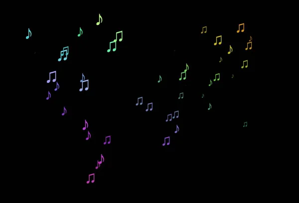 Dark Multicolor Müzik Elementleriyle Gökkuşağı Vektör Deseni Soyut Tarzda Dekoratif — Stok Vektör