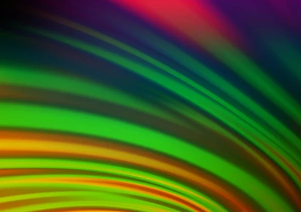 Gebogene Lichtstrahlen Grün Getönten Farben Vektorhintergrund Moderne Illustration Mit Verlaufsunschärfe — Stockvektor