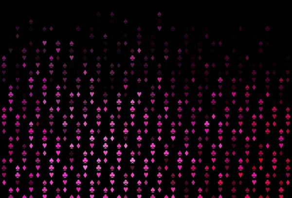 Темно Рожевий Векторний Шаблон Покерними Символами Ілюстрація Набором Сердець Піків — стоковий вектор