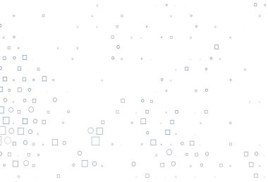 Disklerle, dikdörtgenlerle açık mavi vektör dokusu. Parlak, soyut çemberler ve küpler çizilmiş bir resim. Suyun deseni, yağmur damlaları.