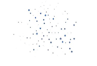 Oyun kartlarıyla hafif BLUE vektör dokusu. Kalplerin, maça, sinek ve elmasların işaretleriyle renkli bir değişim. Kitapçıklar, kumarhanelerin broşürleri..