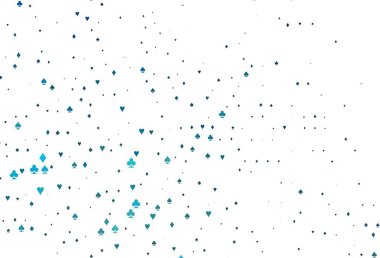 Kart sembollü açık mavi vektör deseni. Oyun kartlarının izole sembollerine sahip soyut çizimler. Kitapçıklar, kumarhanelerin broşürleri..