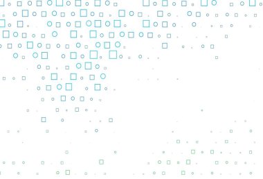 Açık mavi, çemberli yeşil vektör arka plan, dikdörtgenler. Parlak, soyut çemberler ve küpler çizilmiş bir resim. Posterler, afişler için tasarım.