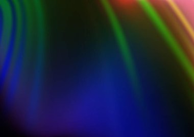 Gökkuşağı renk vektör arkaplanındaki kıvrımlı ışık ışınları. Gradyan bulanıklığı olan modern illüstrasyon