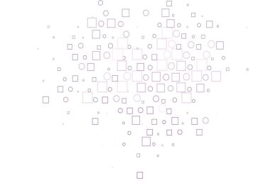 Dairesel ve dikdörtgenli açık mor vektör arkaplan. Parlak, soyut çemberler ve küpler çizilmiş bir resim. Marka kitabınız için şablon.